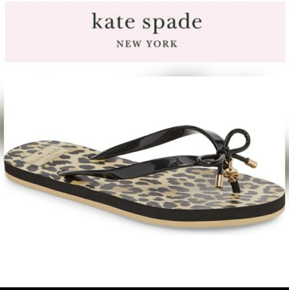 Kate Spade Nova Leopard Flip Flops, Size 6